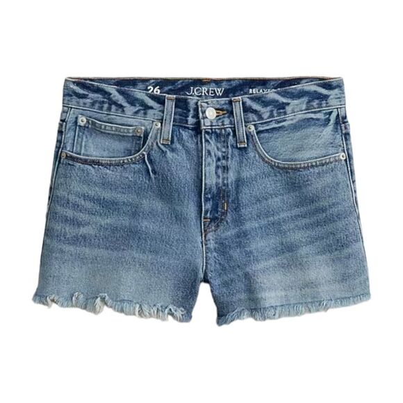 J. Crew Relaxed Fit Denim Cut Off Blue Jean Shorts Mid Rise Women's Sz 34‎ NWT - Picture 6 of 15